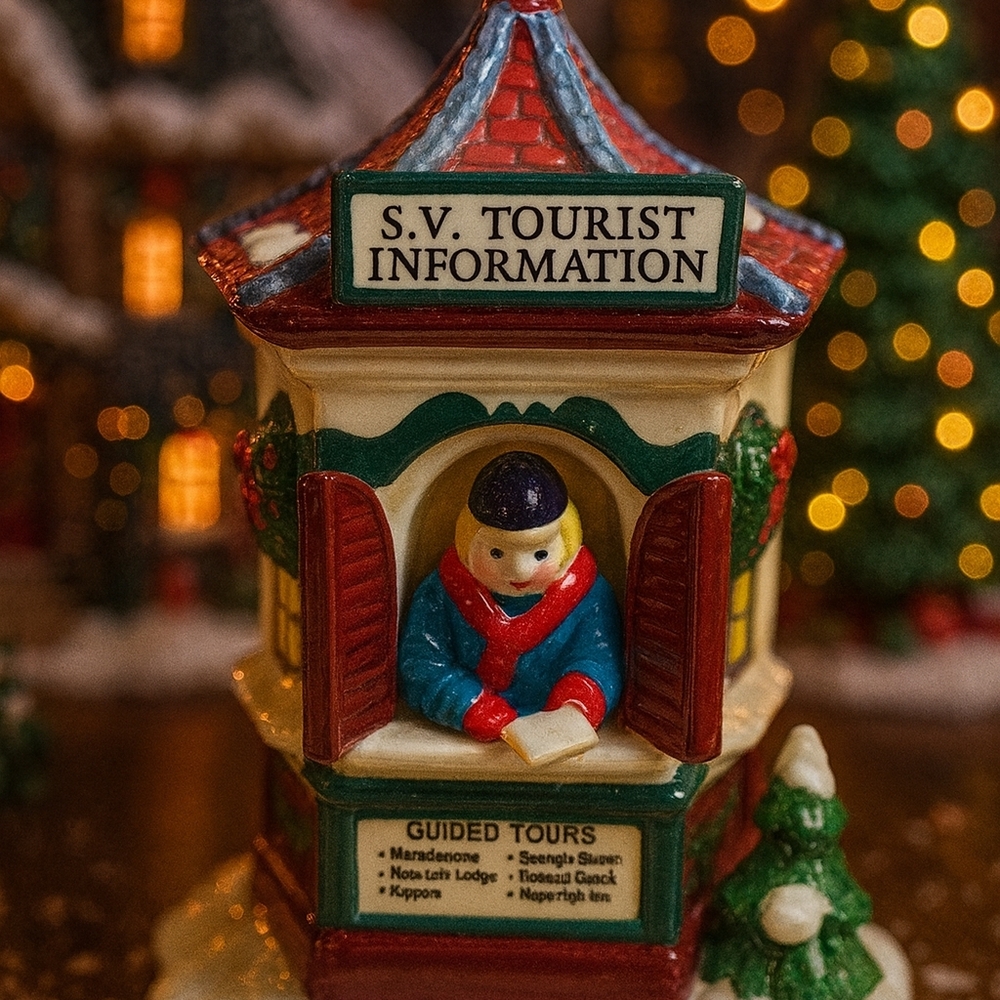 VTG S.V. Tourist Information Christmas Village House Figurine Holiday Decor